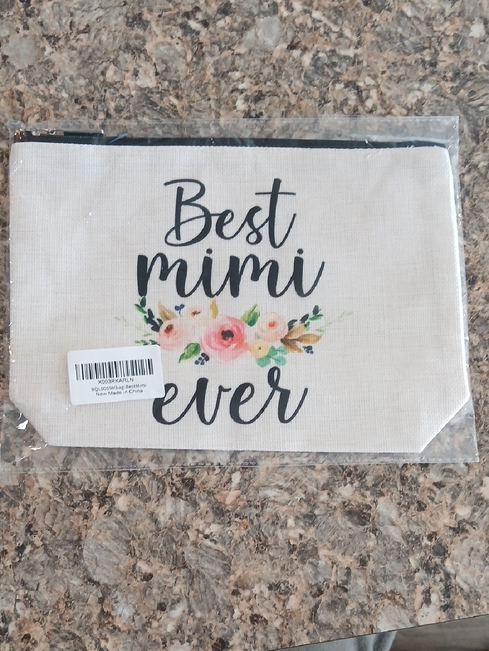 Best Mimi Ever Floral Canvas Pouch - Neutral